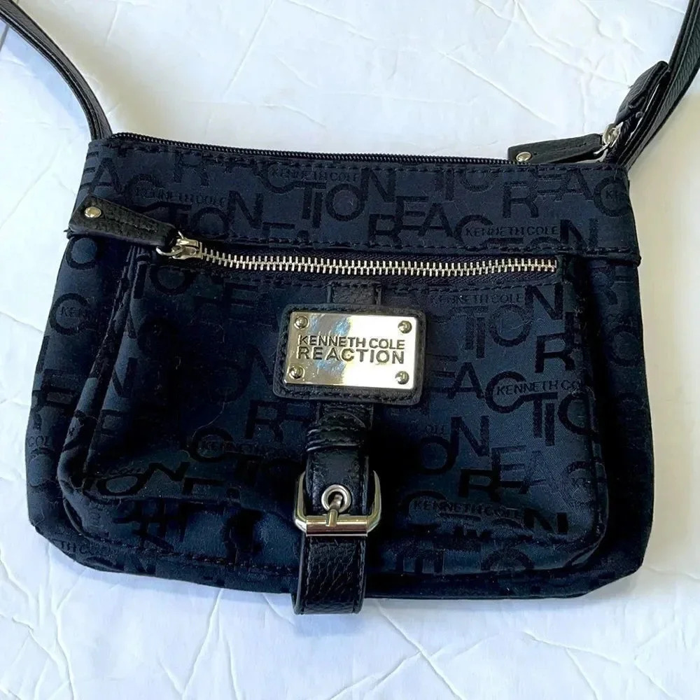 Kenneth Cole Reaction shoulder bag Black silver accents